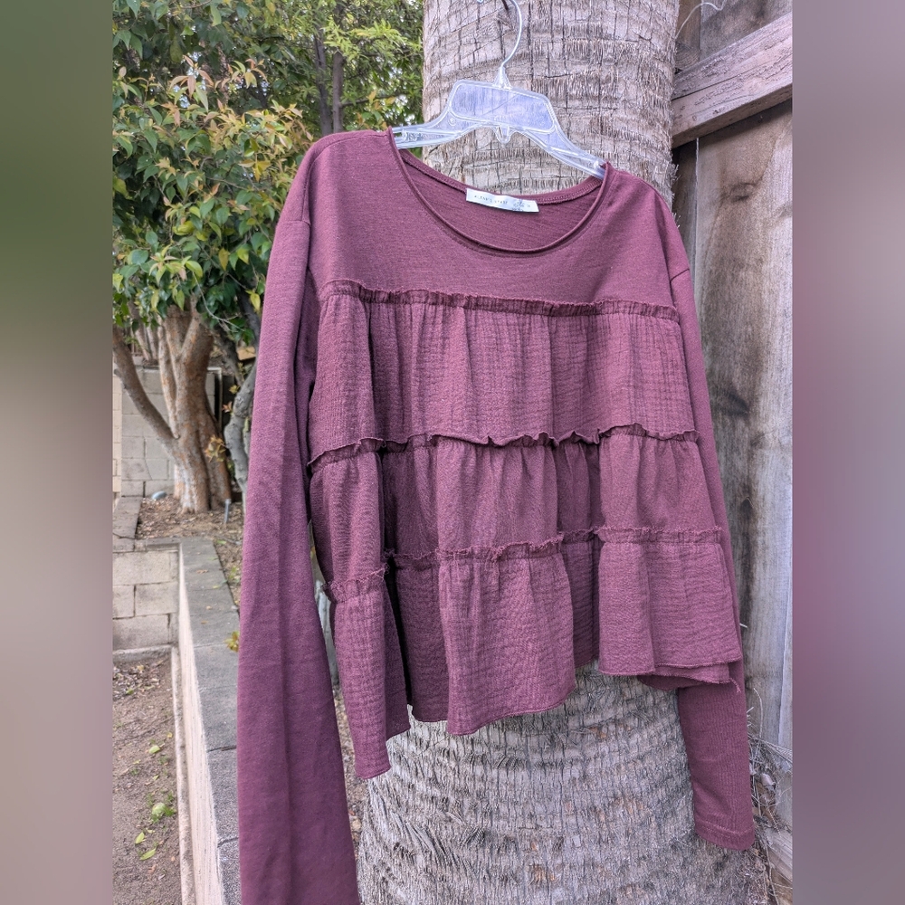 Altar'd State Burgundy Babydoll Top M